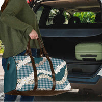 Dark Cyan Hawaii Tiare and Shell Lei Travel Bag Hawaiian Palaka Luxury Vibes - Polynesian Pride