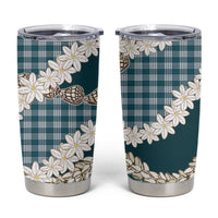 Dark Cyan Hawaii Tiare and Shell Lei Tumbler Cup Hawaiian Palaka Luxury Vibes - Polynesian Pride