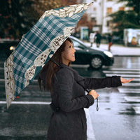 Dark Cyan Hawaii Tiare and Shell Lei Umbrella Hawaiian Palaka Luxury Vibes - Polynesian Pride