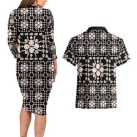 Aloha Hawaii Shell Quilt Couples Matching Long Sleeve Bodycon Dress and Hawaiian Shirt Seamless Style LT14 - Polynesian Pride