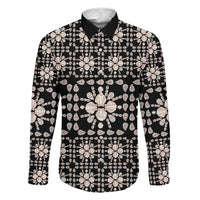 Aloha Hawaii Shell Quilt Family Matching Long Sleeve Bodycon Dress and Hawaiian Shirt Seamless Style LT14 Dad's Shirt - Long Sleeve Black - Polynesian Pride