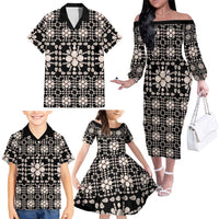 Aloha Hawaii Shell Quilt Family Matching Off The Shoulder Long Sleeve Dress and Hawaiian Shirt Seamless Style - Polynesian Pride