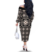 Aloha Hawaii Shell Quilt Family Matching Off The Shoulder Long Sleeve Dress and Hawaiian Shirt Seamless Style - Polynesian Pride