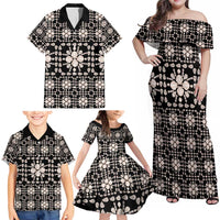 Aloha Hawaii Shell Quilt Family Matching Off Shoulder Maxi Dress and Hawaiian Shirt Seamless Style - Polynesian Pride