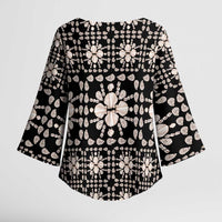 Aloha Hawaii Shell Quilt Kimono Sleeve Blouse Seamless Style - Polynesian Pride