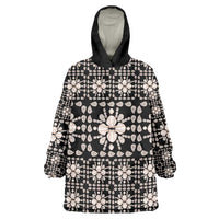 Aloha Hawaii Shell Quilt Wearable Blanket Hoodie Seamless Style LT14 One Size Black - Polynesian Pride