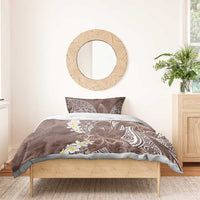 Mocha Mousse Polynesian Tribal Frangipani Tropical Vibe Bedding Set