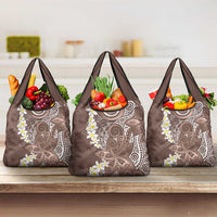 Mocha Mousse Polynesian Tribal Frangipani Tropical Vibe Grocery Bag
