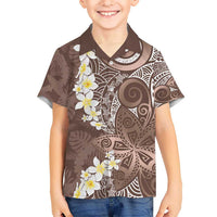 Mocha Mousse Polynesian Tribal Frangipani Tropical Vibe Hawaiian Shirt