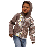 Mocha Mousse Polynesian Tribal Frangipani Tropical Vibe Kid Hoodie