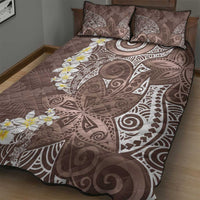 Mocha Mousse Polynesian Tribal Frangipani Tropical Vibe Quilt Bed Set