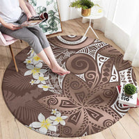Mocha Mousse Polynesian Tribal Frangipani Tropical Vibe Round Carpet