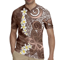 Mocha Mousse Polynesian Tribal Frangipani Tropical Vibe Rugby Jersey LT14 - Polynesian Pride