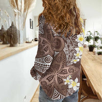 Mocha Mousse Polynesian Tribal Frangipani Tropical Vibe Women Casual Shirt LT14 - Polynesian Pride