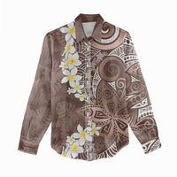 Mocha Mousse Polynesian Tribal Frangipani Tropical Vibe Women Casual Shirt LT14 - Polynesian Pride