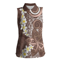 Mocha Mousse Polynesian Tribal Frangipani Tropical Vibe Women Sleeveless Polo Shirt LT14 Female Mocha Mousse - Polynesian Pride