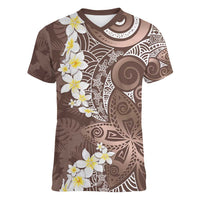 Mocha Mousse Polynesian Tribal Frangipani Tropical Vibe Women V-Neck T-Shirt LT14 Female Mocha Mousse - Polynesian Pride