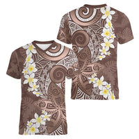 Mocha Mousse Polynesian Tribal Frangipani Tropical Vibe Women V-Neck T-Shirt LT14 - Polynesian Pride