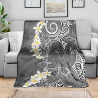Gray Polynesian Tribal Frangipani Tropical Vibe Blanket
