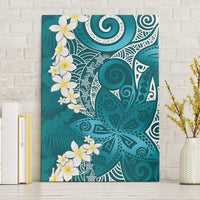 Cyan Polynesian Tribal Frangipani Tropical Vibe Canvas Wall Art