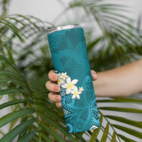 Cyan Polynesian Tribal Frangipani Tropical Vibe Skinny Tumbler LT14 - Polynesian Pride