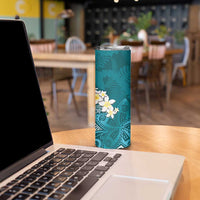 Cyan Polynesian Tribal Frangipani Tropical Vibe Skinny Tumbler LT14 - Polynesian Pride