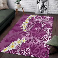 Pink Polynesian Tribal Frangipani Tropical Vibe Area Rug