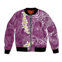 Pink Polynesian Tribal Frangipani Tropical Vibe Bomber Jacket