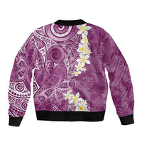 Pink Polynesian Tribal Frangipani Tropical Vibe Bomber Jacket