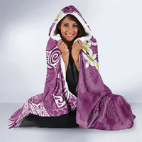 Pink Polynesian Tribal Frangipani Tropical Vibe Hooded Blanket