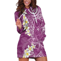 Pink Polynesian Tribal Frangipani Tropical Vibe Hoodie Dress