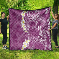 Pink Polynesian Tribal Frangipani Tropical Vibe Quilt