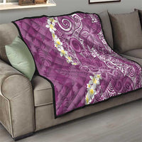 Pink Polynesian Tribal Frangipani Tropical Vibe Quilt