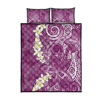 Pink Polynesian Tribal Frangipani Tropical Vibe Quilt Bed Set