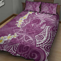 Pink Polynesian Tribal Frangipani Tropical Vibe Quilt Bed Set
