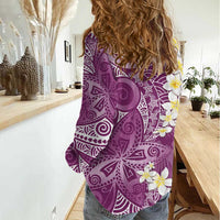 Pink Polynesian Tribal Frangipani Tropical Vibe Women Casual Shirt LT14 - Polynesian Pride