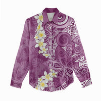 Pink Polynesian Tribal Frangipani Tropical Vibe Women Casual Shirt LT14 - Polynesian Pride