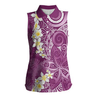 Pink Polynesian Tribal Frangipani Tropical Vibe Women Sleeveless Polo Shirt LT14 Female Pink - Polynesian Pride