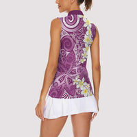 Pink Polynesian Tribal Frangipani Tropical Vibe Women Sleeveless Polo Shirt LT14 - Polynesian Pride