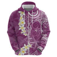Pink Polynesian Tribal Frangipani Tropical Vibe Zip Hoodie