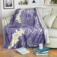 Violet Polynesian Tribal Frangipani Tropical Vibe Blanket