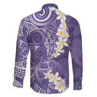 Violet Polynesian Tribal Frangipani Tropical Vibe Family Matching Long Sleeve Bodycon Dress and Hawaiian Shirt