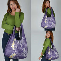 Violet Polynesian Tribal Frangipani Tropical Vibe Grocery Bag