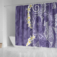 Violet Polynesian Tribal Frangipani Tropical Vibe Shower Curtain