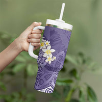 Violet Polynesian Tribal Frangipani Tropical Vibe Tumbler With Handle LT14 - Polynesian Pride