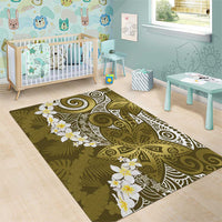 Gold Polynesian Tribal Frangipani Tropical Vibe Area Rug
