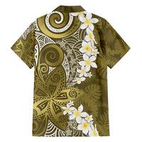 Gold Polynesian Tribal Frangipani Tropical Vibe Hawaiian Shirt