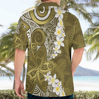 Gold Polynesian Tribal Frangipani Tropical Vibe Hawaiian Shirt