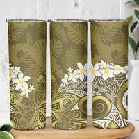 Gold Polynesian Tribal Frangipani Tropical Vibe Skinny Tumbler LT14 - Polynesian Pride