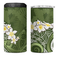 Green Polynesian Tribal Frangipani Tropical Vibe 4 in 1 Can Cooler Tumbler LT14 One Size: 16 oz Green - Polynesian Pride